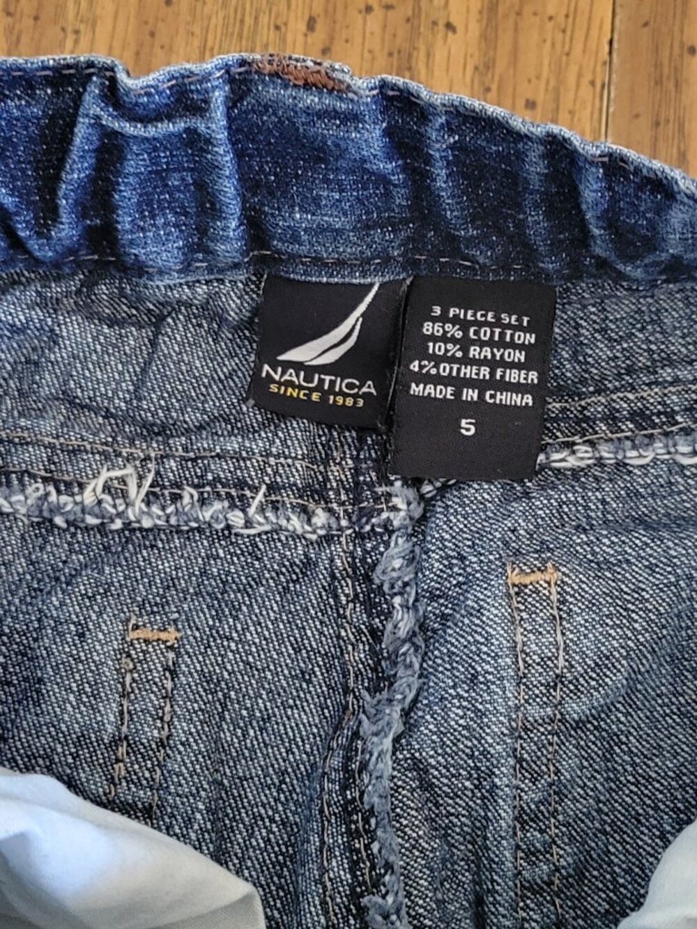 Nautica Boys Size 5 Jeans Dark Wash Straight Leg Adjustable Waist Denim - Picture 5 of 7